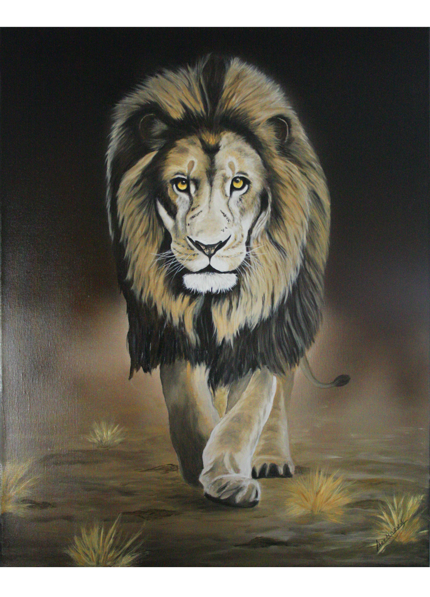 Simba Peinture Animali re Lion Jean Pierre Boutinaud